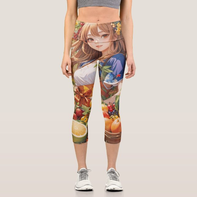 Bounty of the Seasons: A Celebration in Collage Capri Leggings (Front)