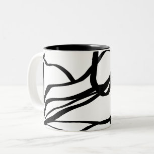 Bouquet: Abstract Black and White Two-Tone Coffee  Mug