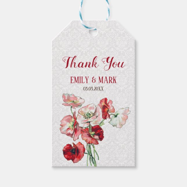 Bouquet And Damask Gift Tags (Front)