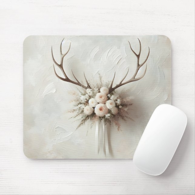 Bouquet and Deer Antlers Mouse Pad (With Mouse)
