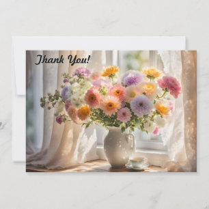 Bouquet and Teacup Morning Thank You Card