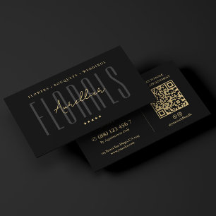 Bouquet Artist Luxury Flower Shop Florist Black Business Card