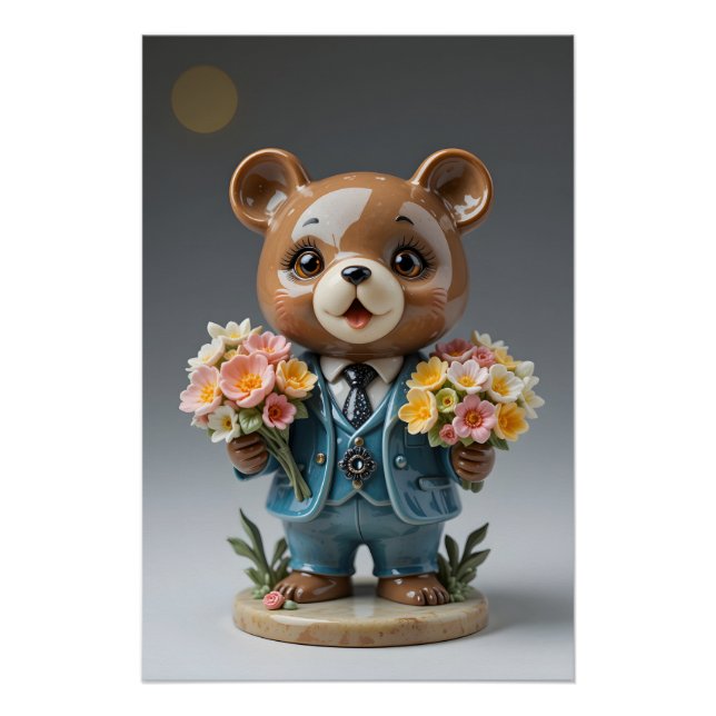 Bouquet Bear Figurine Poster (Front)