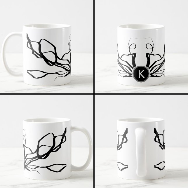 Bouquet Blanc: Abstract White & Black Coffee Mug (Creator Uploaded)