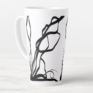 Bouquet Blanc: Abstract White & Black Latte Mug