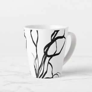Bouquet Blanc: Abstract White & Black Latte Mug