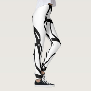 Bouquet Blanc: Abstract White & Black Leggings