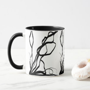 Bouquet Blanc: Abstract White & Black Mug
