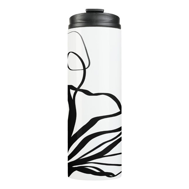 Bouquet Blanc: Abstract White & Black Thermal Tumbler (Creator Uploaded)