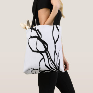 Bouquet Blanc: Abstract White & Black Tote Bag