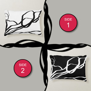 Bouquet Blanc & Noir: Abstract White & Black Decorative Cushion