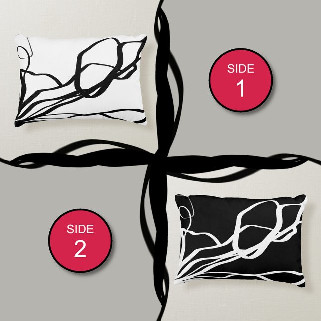 Bouquet Blanc & Noir: Abstract White & Black Decorative Cushion (Creator Uploaded)