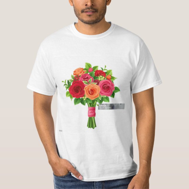 Bouquet Bloom T-Shirt Design" (Front)