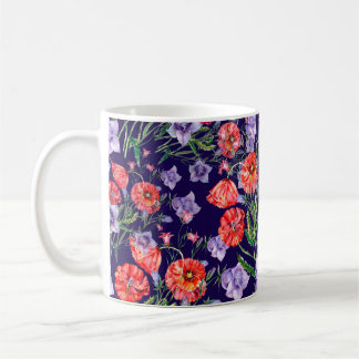 Bouquet blue bell flower, pink bell flower and pop coffee mug