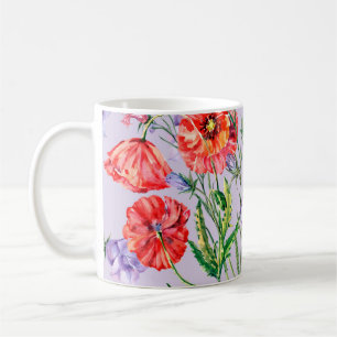 Bouquet blue bell flower, pink bell flower and pop coffee mug