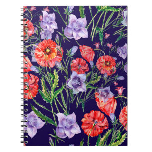 Bouquet blue bell flower, pink bell flower and pop notebook
