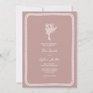 Bouquet Border Blush Pink Wedding Invitation