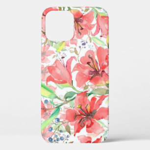 Bouquet botanical flowers with bird. Wild spring l iPhone 12 Case