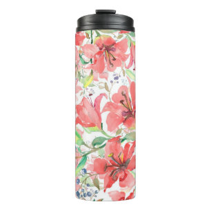 Bouquet botanical flowers with bird. Wild spring l Thermal Tumbler