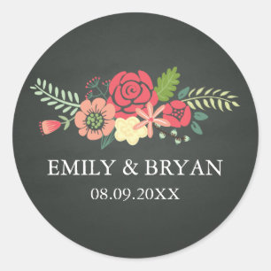 Bouquet Chalkboard Wedding Sticker
