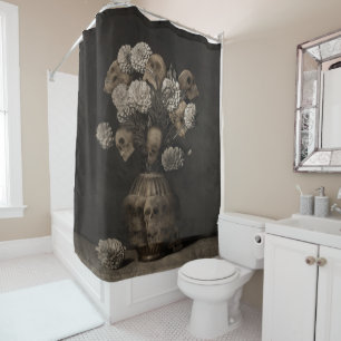 Bouquet - Dahlia and Skulls Shower Curtain