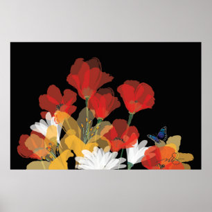 Bouquet de Fluers et Noir Poster