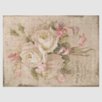 Bouquet de Roses White Roses on Ledger Decoupage