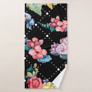 Bouquet floral botanical flowers. Wild spring leaf Bath Towel