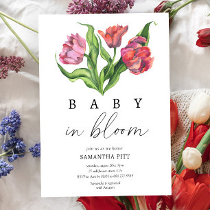Bouquet flowers Baby in bloom Invitation