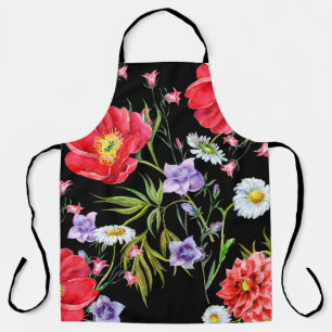Bouquet flowers, watercolor, seamless pattern apron