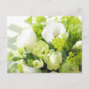 Bouquet from different white seasonal flower postcard
