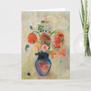 Bouquet in a Blue Vase by Odilon Redon Card