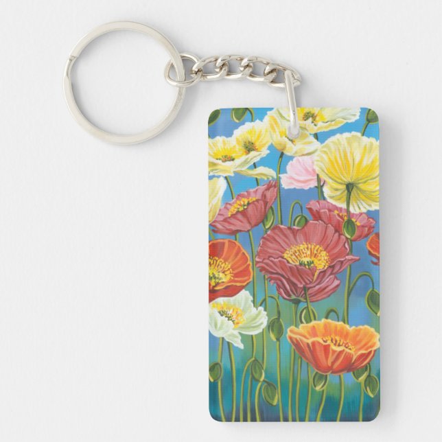 Bouquet in Border I Key Ring (Front)