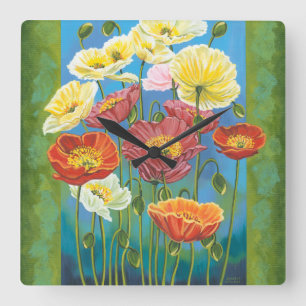 Bouquet in Border I Square Wall Clock