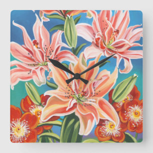 Bouquet in Border II Square Wall Clock