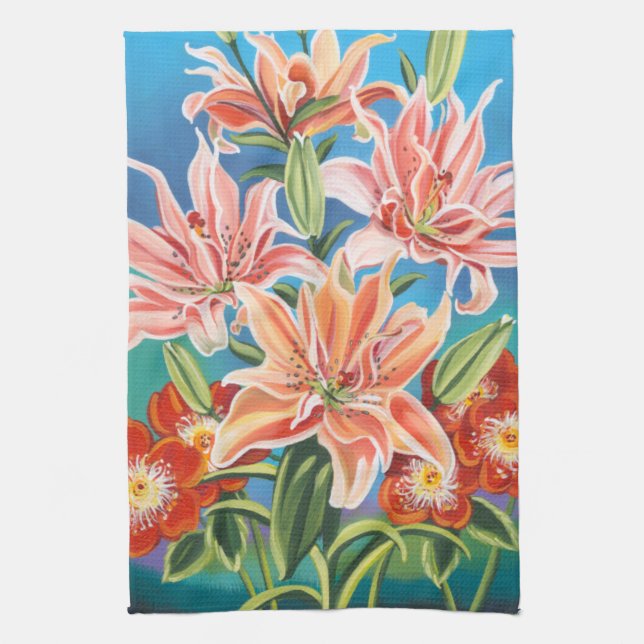 Bouquet in Border II Tea Towel (Vertical)