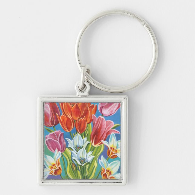 Bouquet in Border III Key Ring (Front)