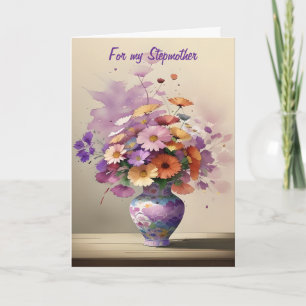 Bouquet in Chinese Vase Stepmother Birthday Card