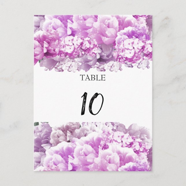  Bouquet Monochrome Pink Table Seating Number Card (Front)