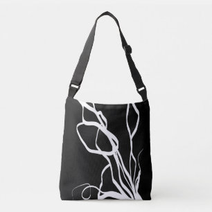 Bouquet Noir: Abstract Black & White Crossbody Bag