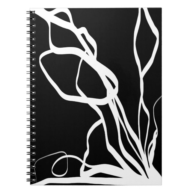 Bouquet Noir: Abstract Black & White Notebook (Front)
