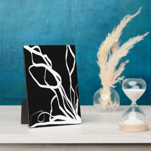 Bouquet Noir: Abstract Black & White Plaque