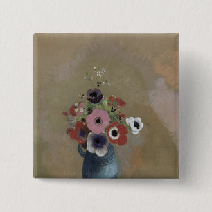 Bouquet of anemones 15 cm square badge