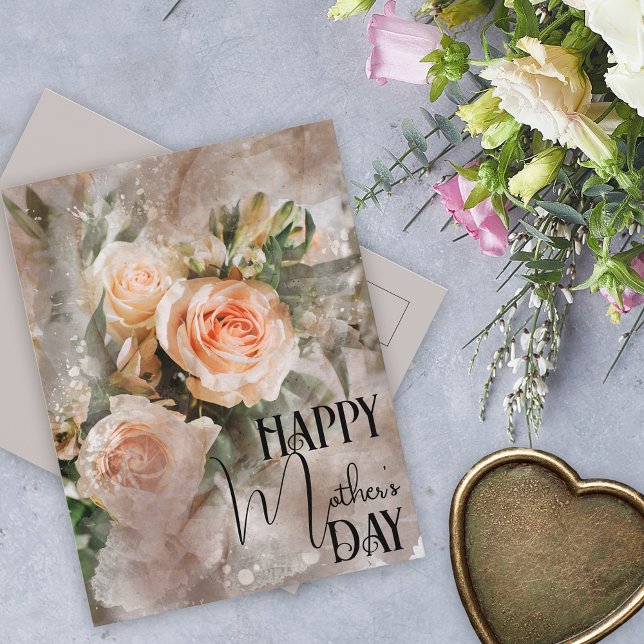 Bouquet Of Blush Pink Roses Happy Mother's Day Postcard (Creator Uploaded)