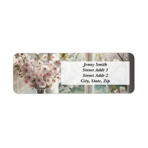 Bouquet of Cherry Blossoms by the window Return Address Label