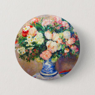 Bouquet of Chrysanthemums and a Japanese Fan 6 Cm Round Badge