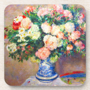 Bouquet of Chrysanthemums and a Japanese Fan Coaster