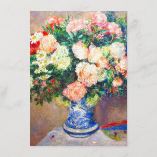 Bouquet of Chrysanthemums and a Japanese Fan Enclosure Card