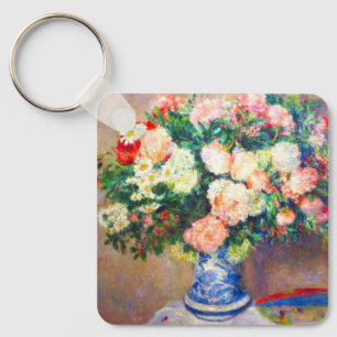 Bouquet of Chrysanthemums and a Japanese Fan Key Ring