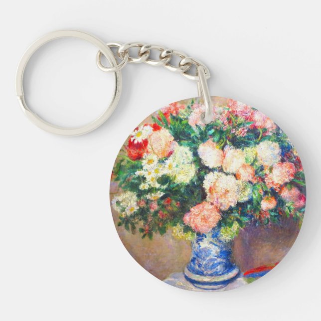 Bouquet of Chrysanthemums and a Japanese Fan Key Ring (Front)